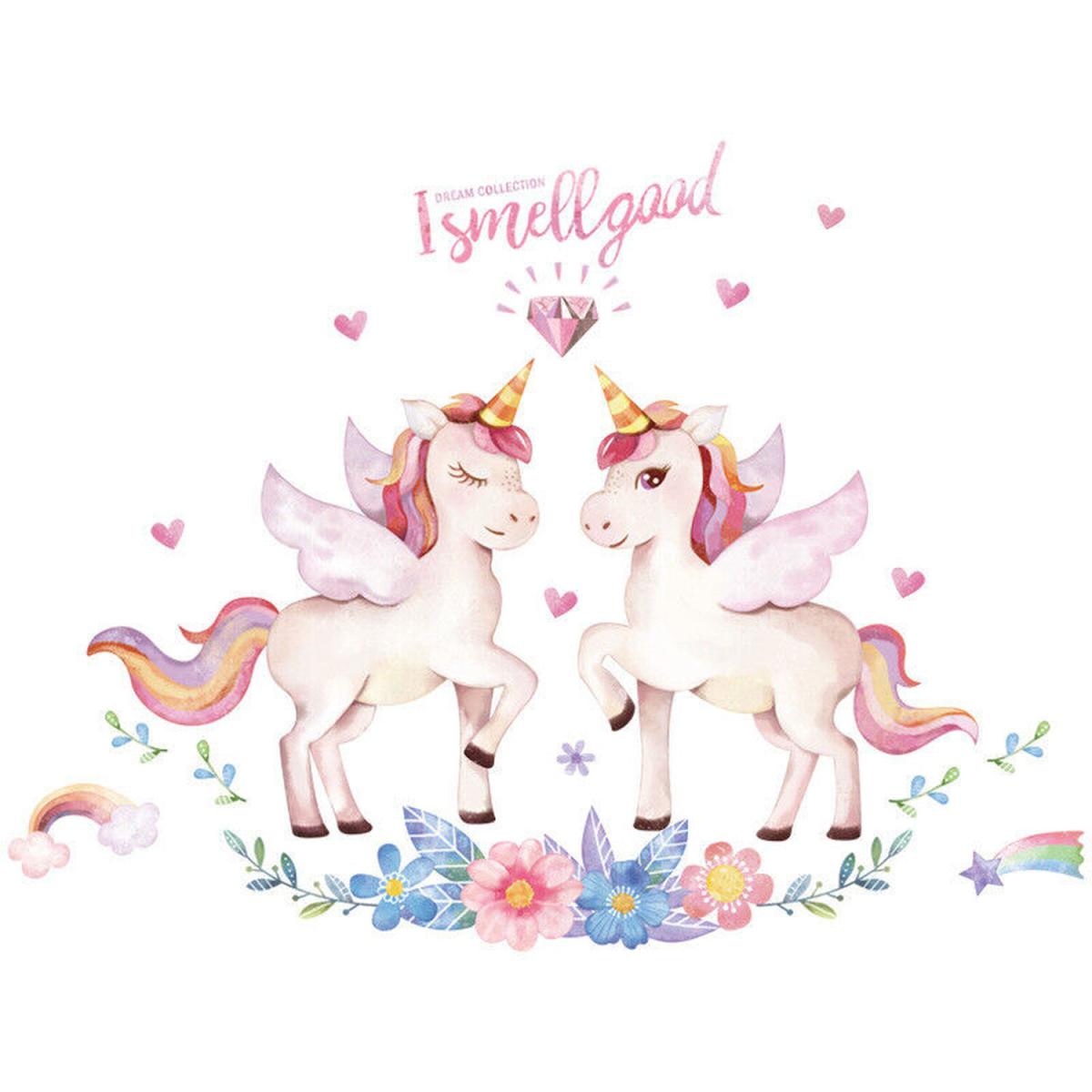 Unicorn Cartoon Wall Sticker Kids Room  - White – image 4