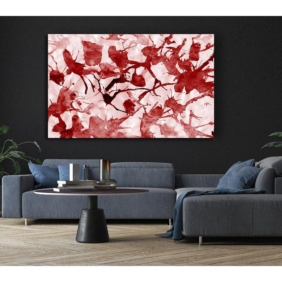 Scatter Leaves Red Canvas Print Wall Art - Yellow / 81.28cm – image 5