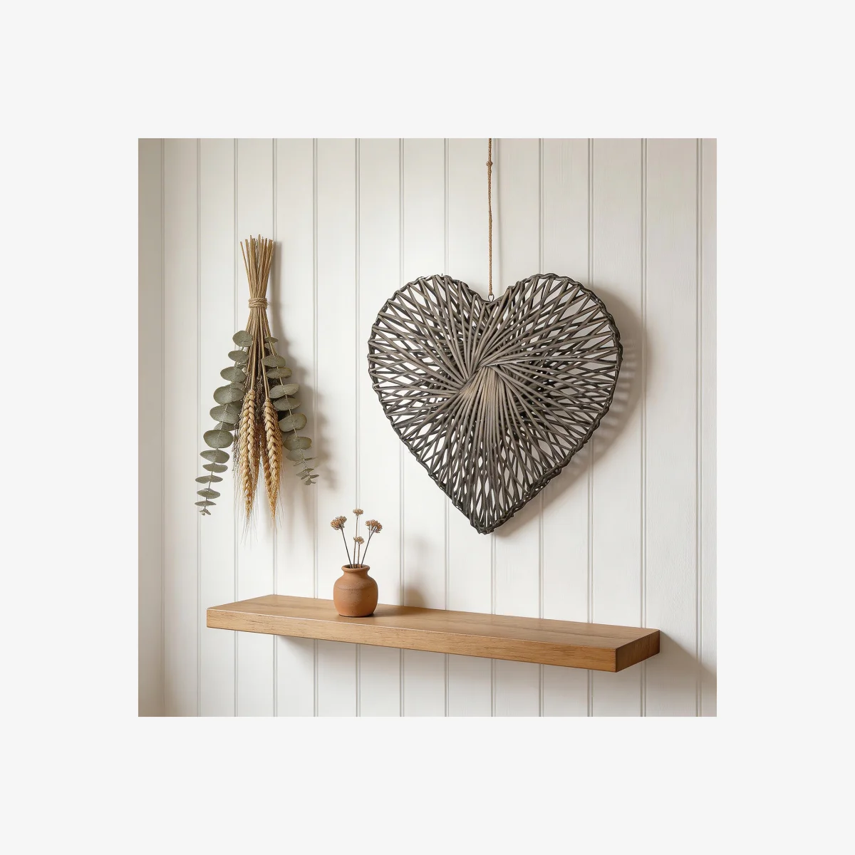 Wicker Heart Hanging Wall Art - Grey – image 1