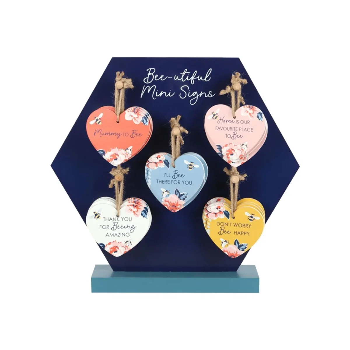 Set of 20 Sentimental Mini Heart Signs for Women Bee themed Display - Pink