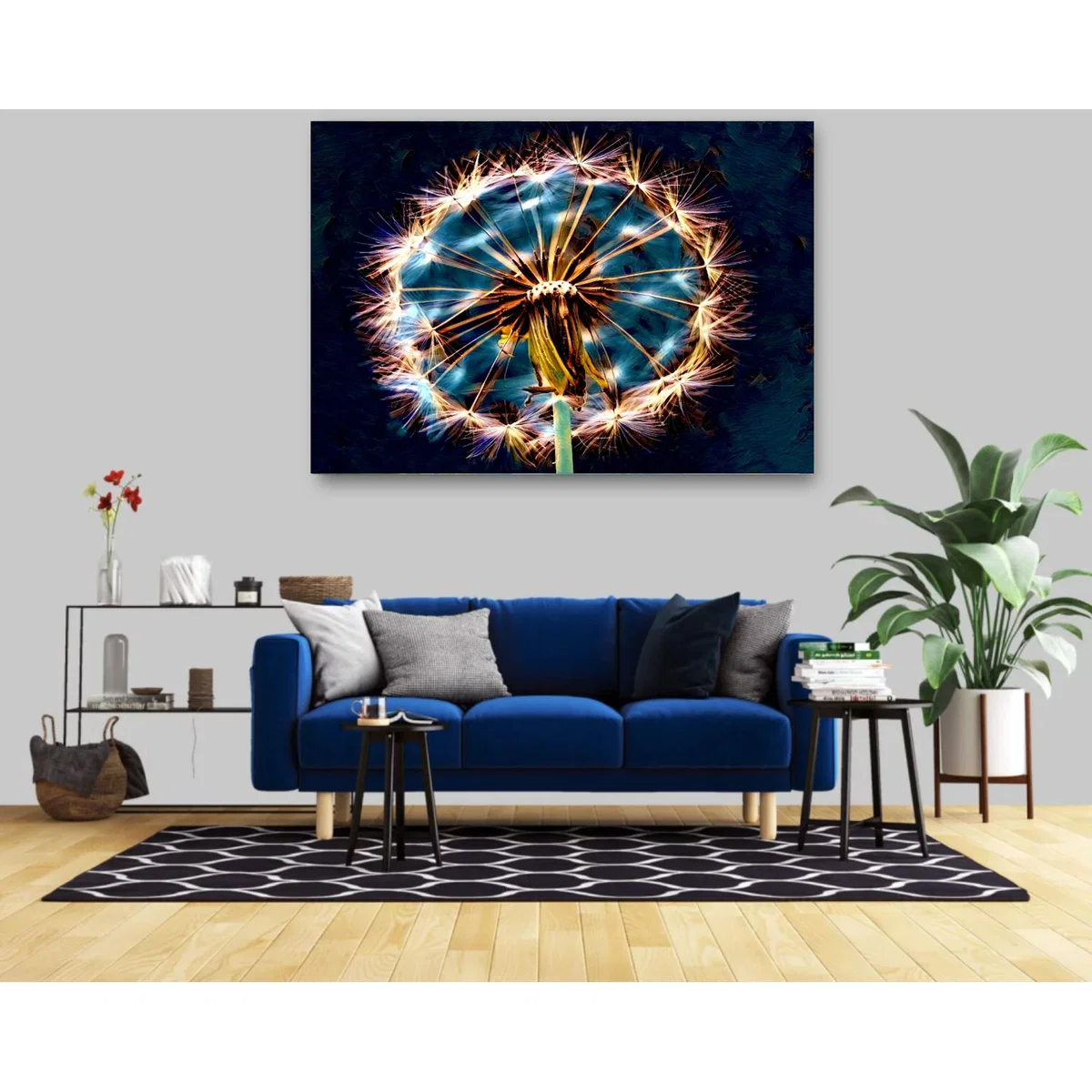 Large Nature Flower Art Print - Dark Blue / 100cm – image 2