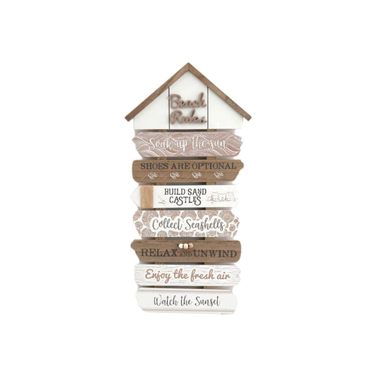 Beach Rules Sign 51cm - White