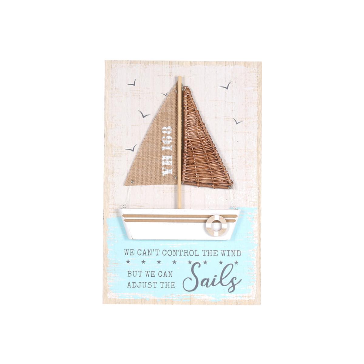 Embellished Sailboat Wooden Plaque – image 1