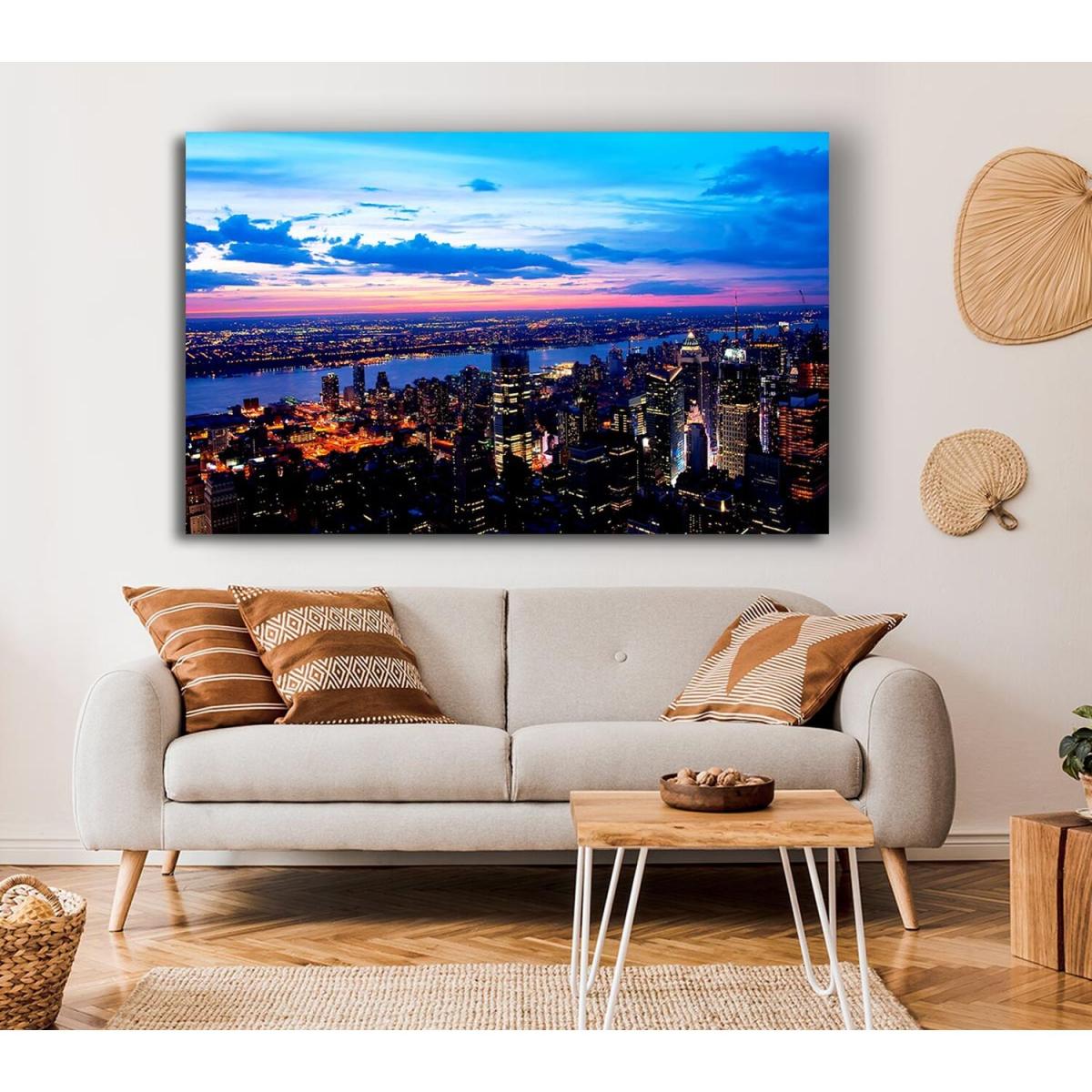 City River Flows Canvas Print Wall Art - Yellow / 81.28cm – image 3