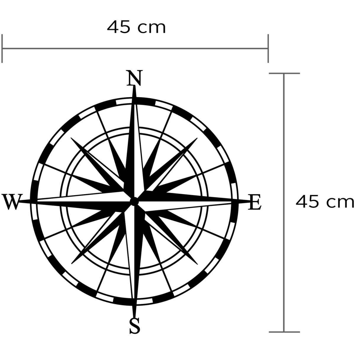 Compass  Wall Art Metal Decorative Object - Black - Black – image 2