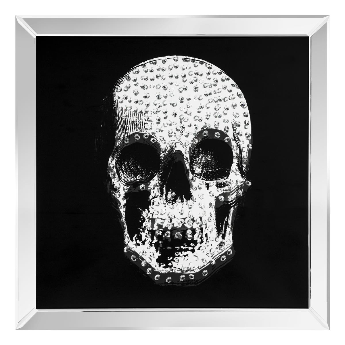 Crystal Effect Skull Mirrored Wall Art - Silver – image 2