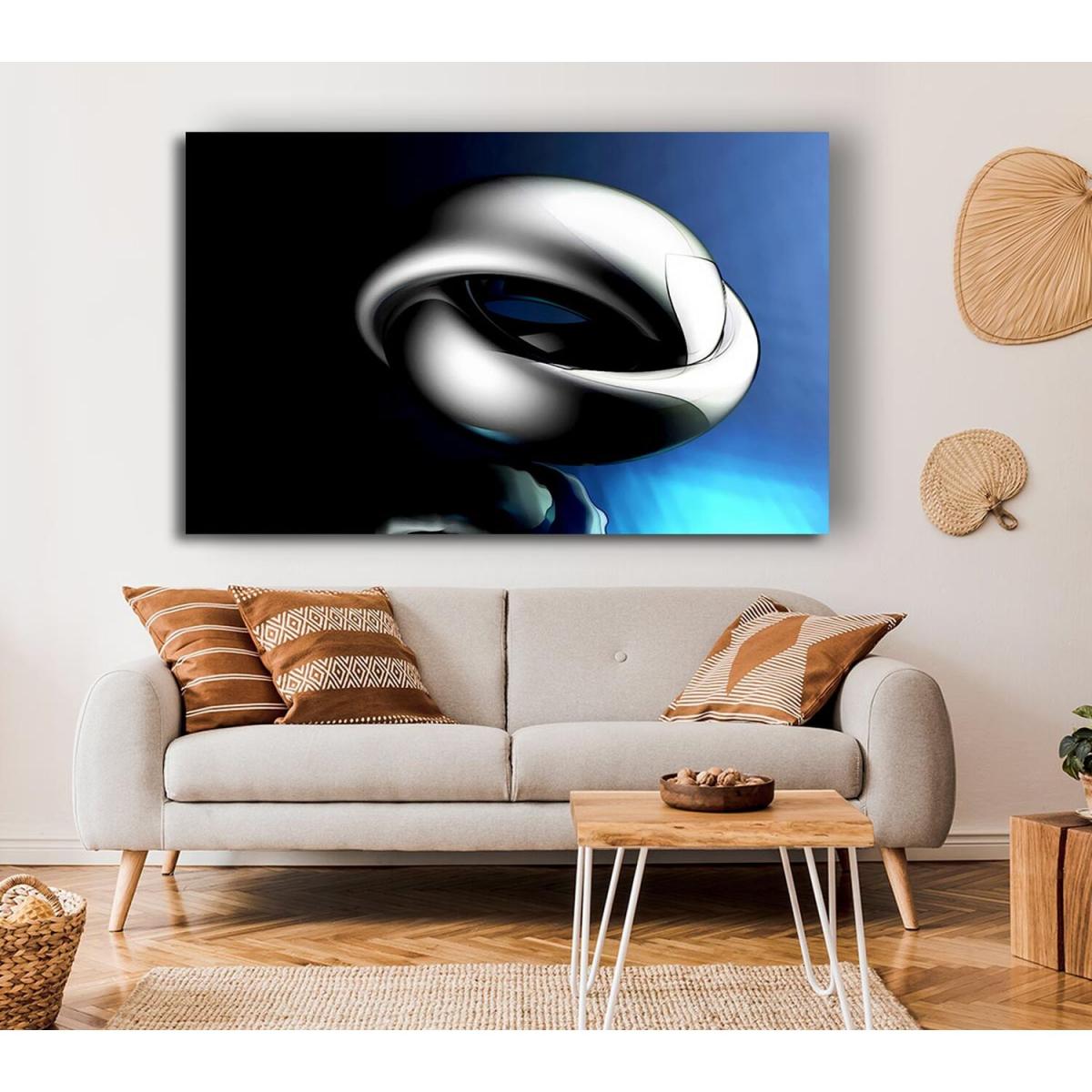 Liquid Knot Blue Canvas Print Wall Art - Yellow / 81.28cm – image 4