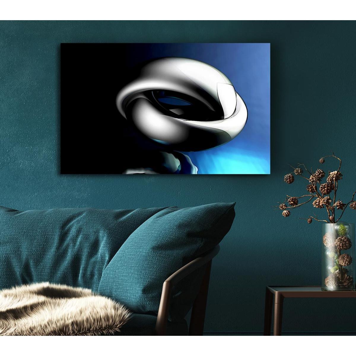 Liquid Knot Blue Canvas Print Wall Art - Yellow / 81.28cm – image 5