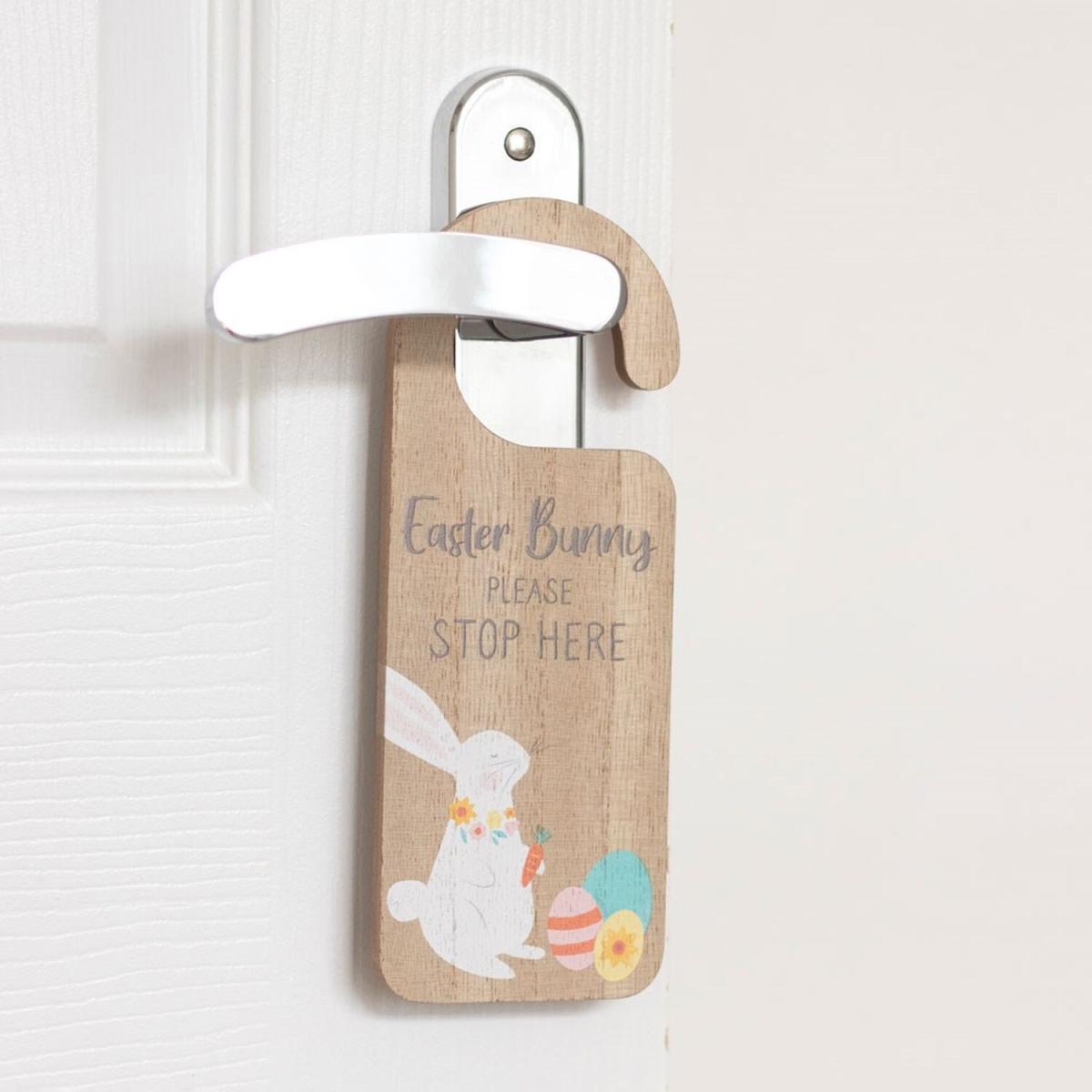 Easter Bunny Stop Here Door Hanger - Natural – image 2