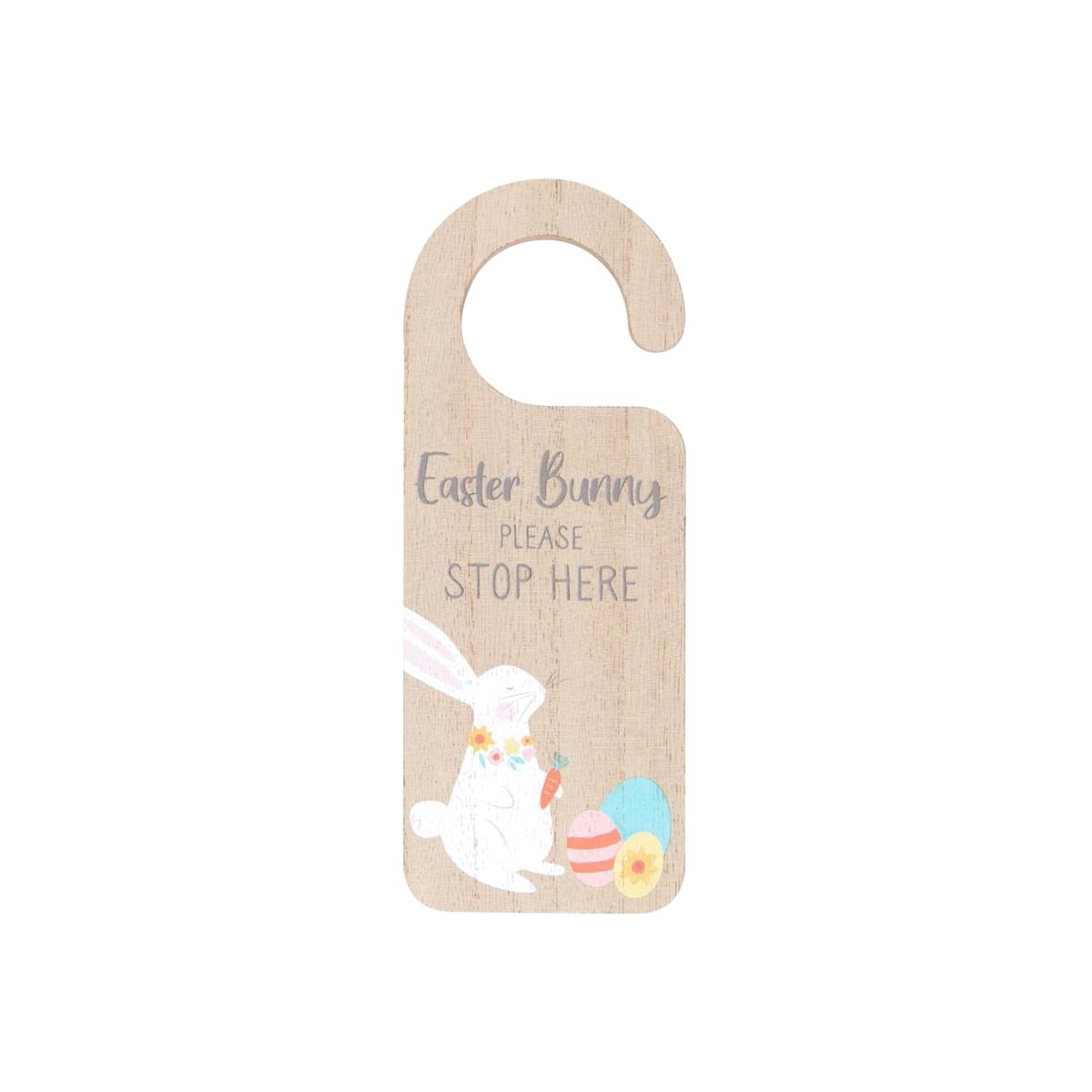 Easter Bunny Stop Here Door Hanger - Natural – image 1
