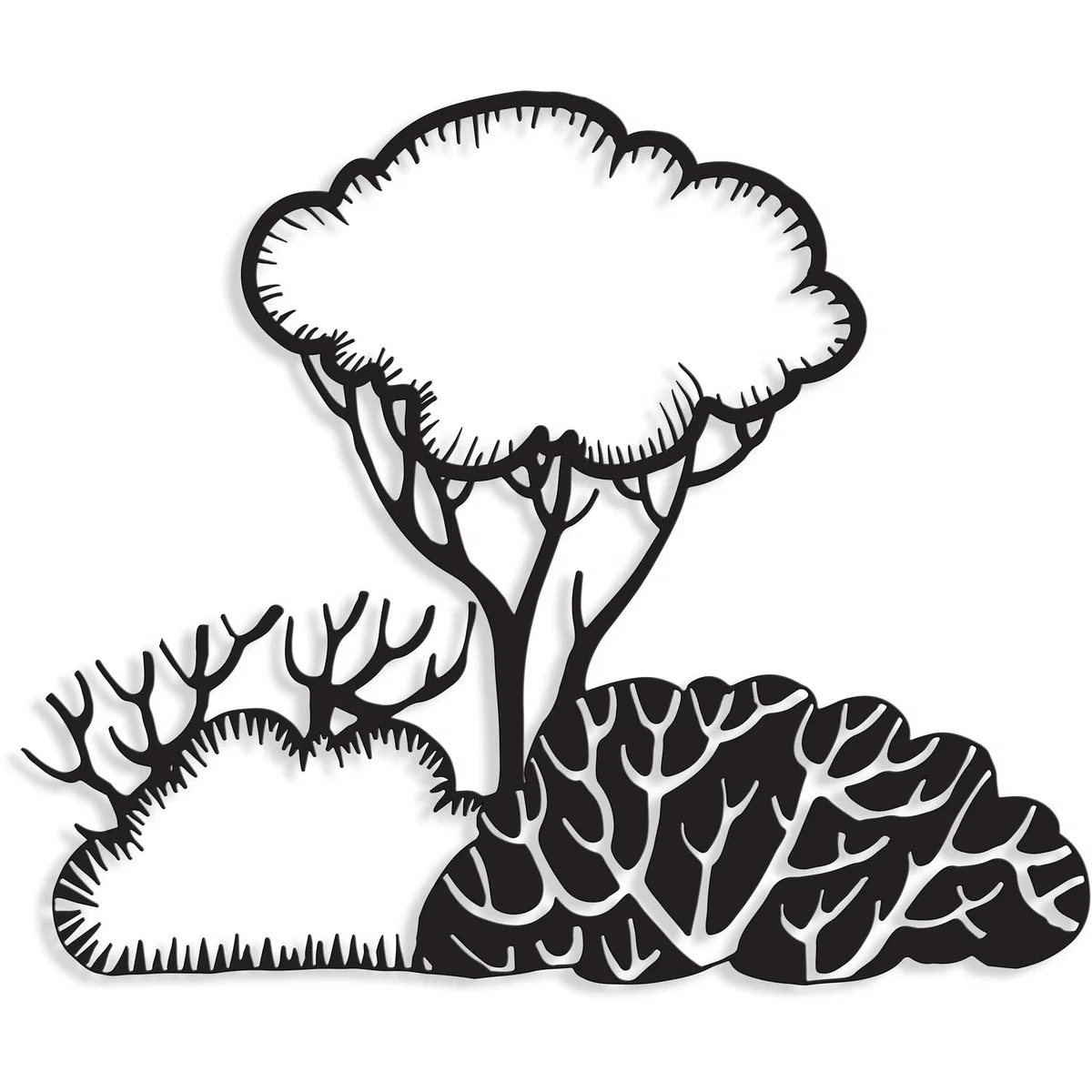 Bushes Wall Art Metal Decorative Object - Black - Black – image 2