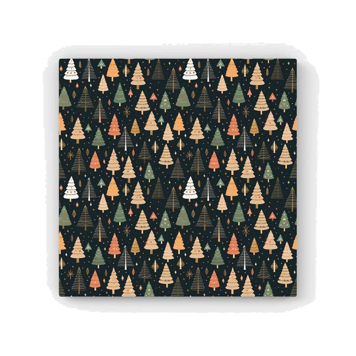 Boho Inspired Christmas Trees HD Metal Print - Green / 56cm
