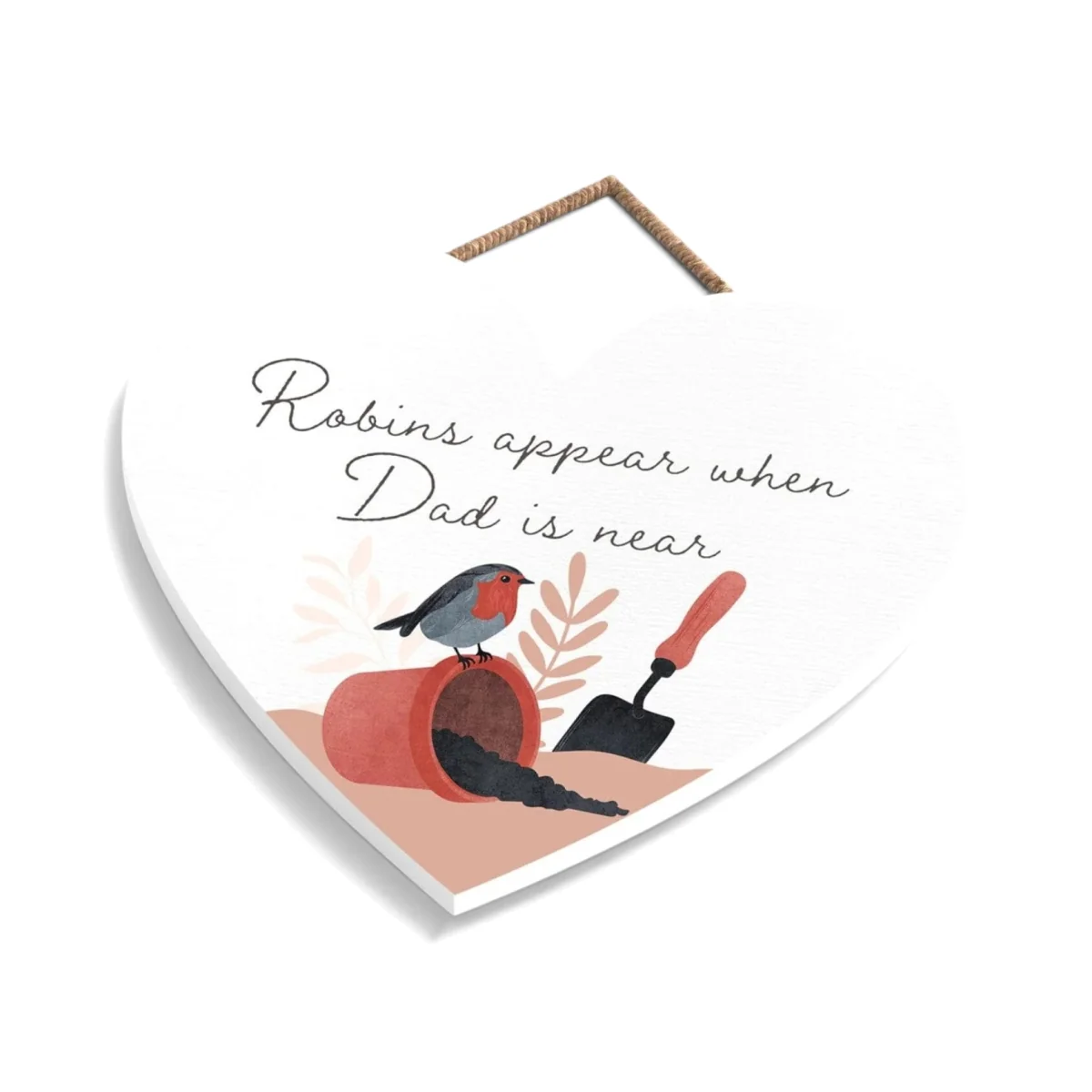 Robins Appear When Dad Is Near Wooden Plaque - Red