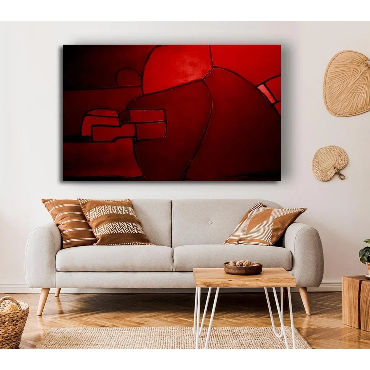 Over The Hill Red Canvas Print Wall Art - Yellow / 50.8cm – image 2