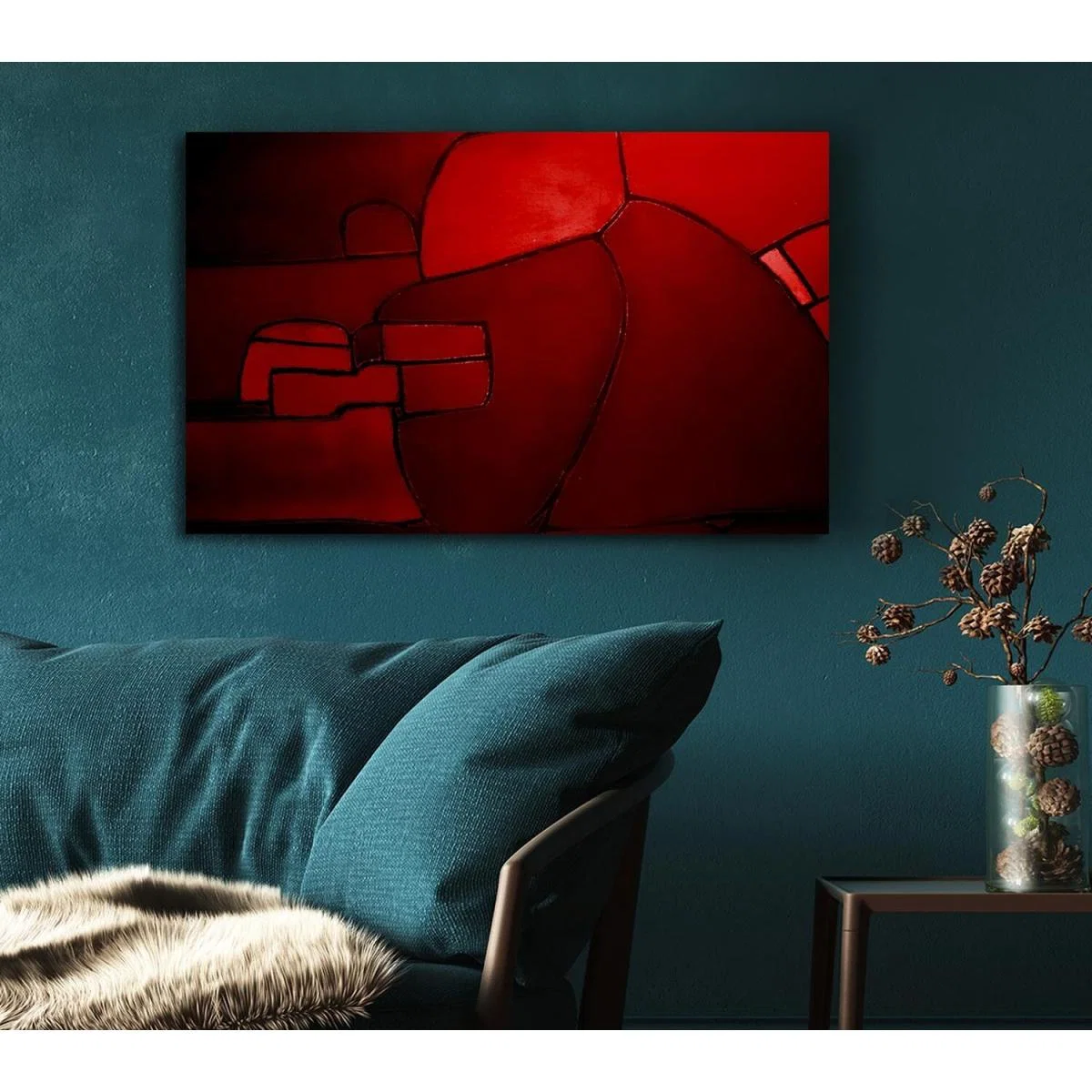 Over The Hill Red Canvas Print Wall Art - Yellow / 50.8cm – image 3
