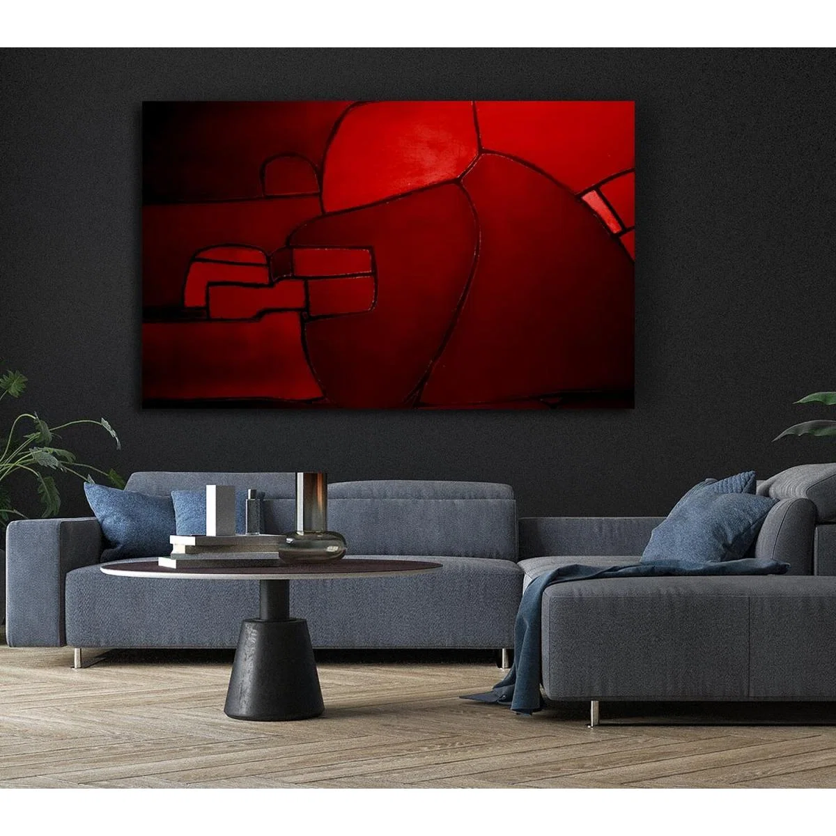 Over The Hill Red Canvas Print Wall Art - Yellow / 50.8cm – image 4