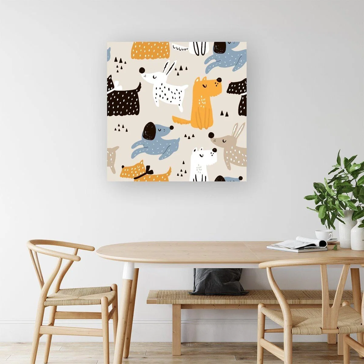 Hand Drawn Dogs Canvas Print - Orange / Medium – image 3