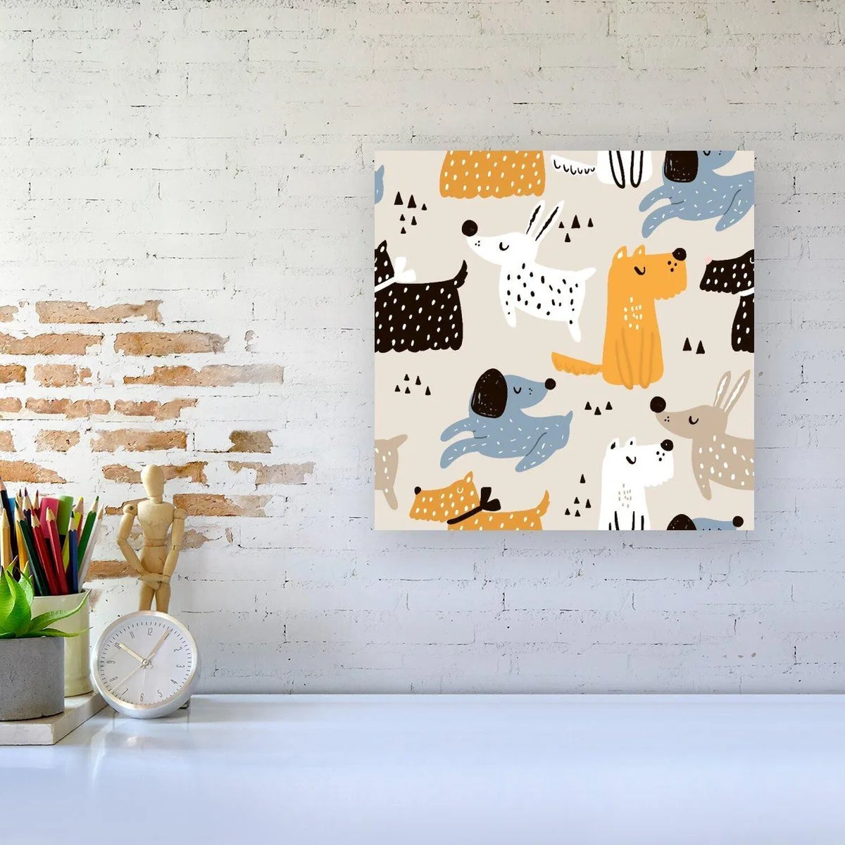 Hand Drawn Dogs Canvas Print - Orange / Medium – image 4