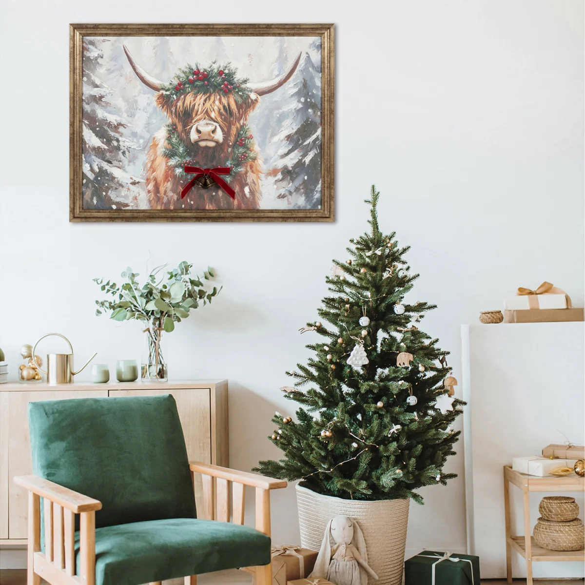 Christmas Highland Cow Framed Print – image 2