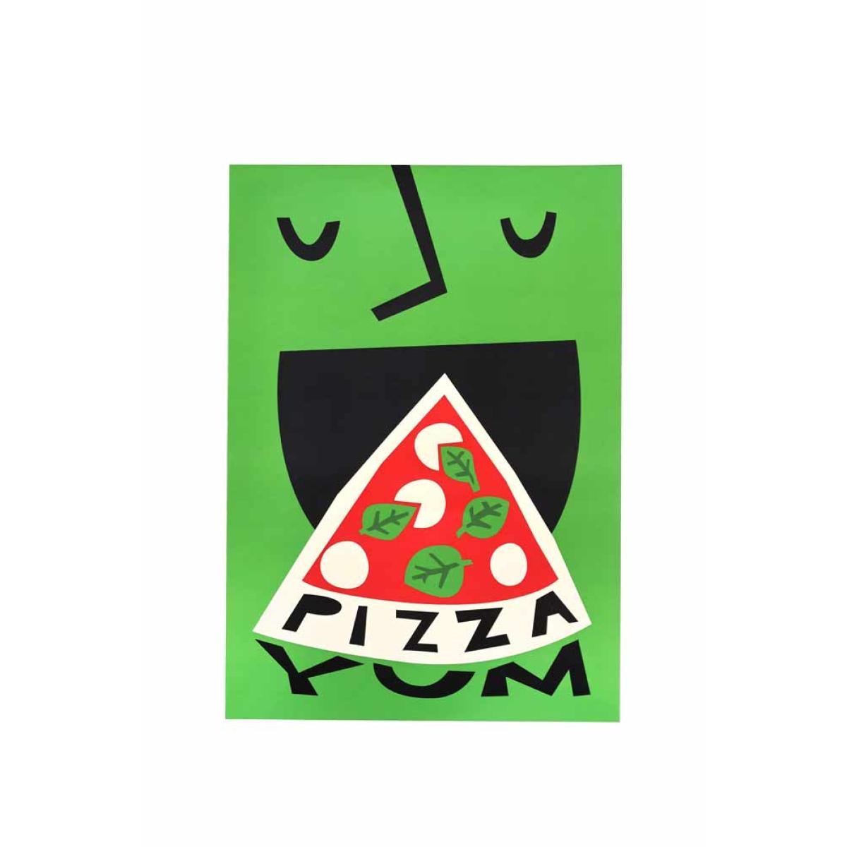 Yum Pizza By Fox & Velvet A2 Art Print With Black Wooden Frame – image 2