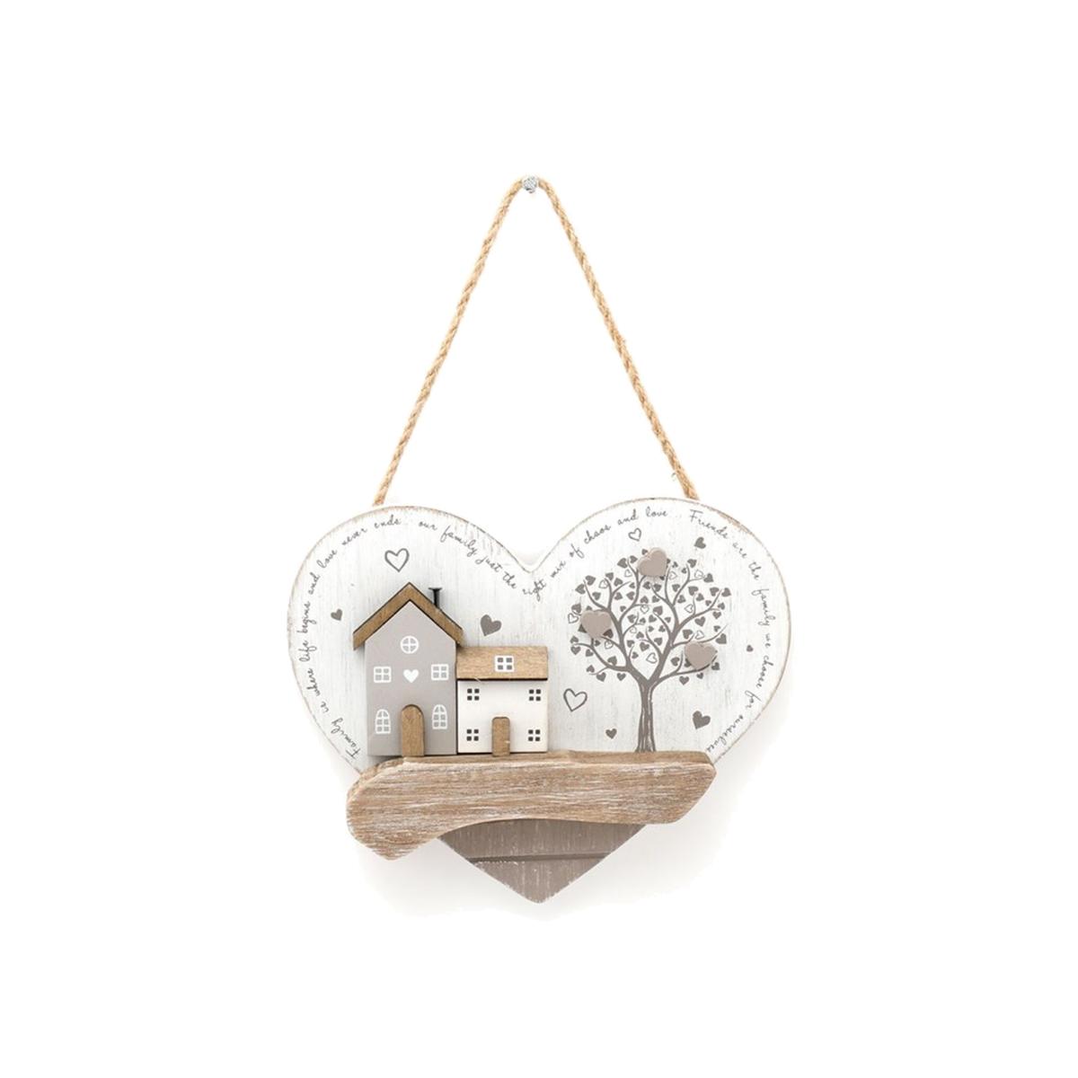 Charming Wooden House Heart Sign For Family Love - White