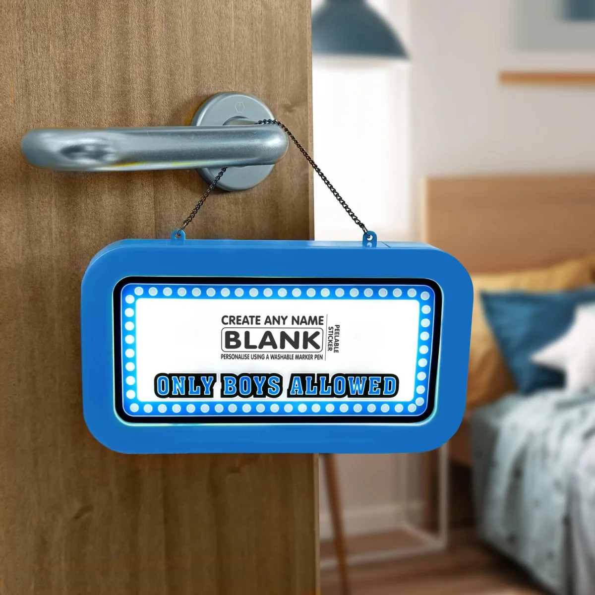 Only Boys Allowed (Blank) Pre-personalised Light-Up Neon Bedroom Sign - Blue – image 8
