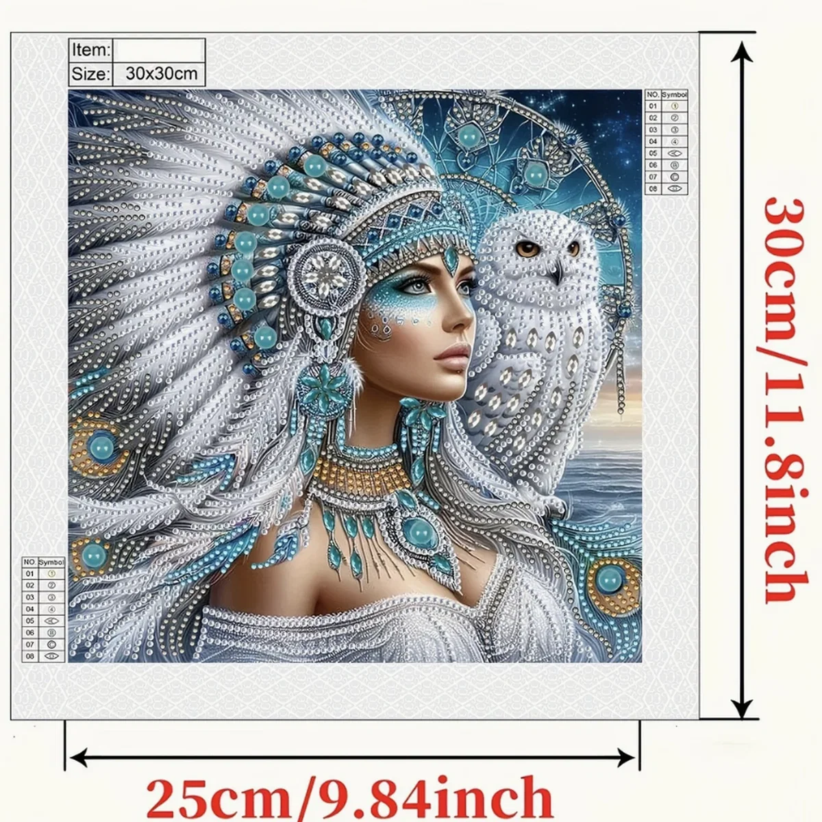 Feather Headress Lady and Owl Diamond Painting Kit - Multi – image 2