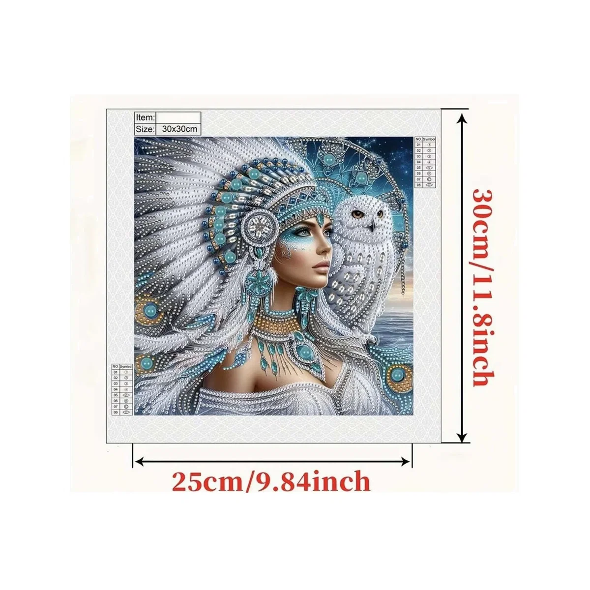 Feather Headress Lady and Owl Diamond Painting Kit - Multi – image 1