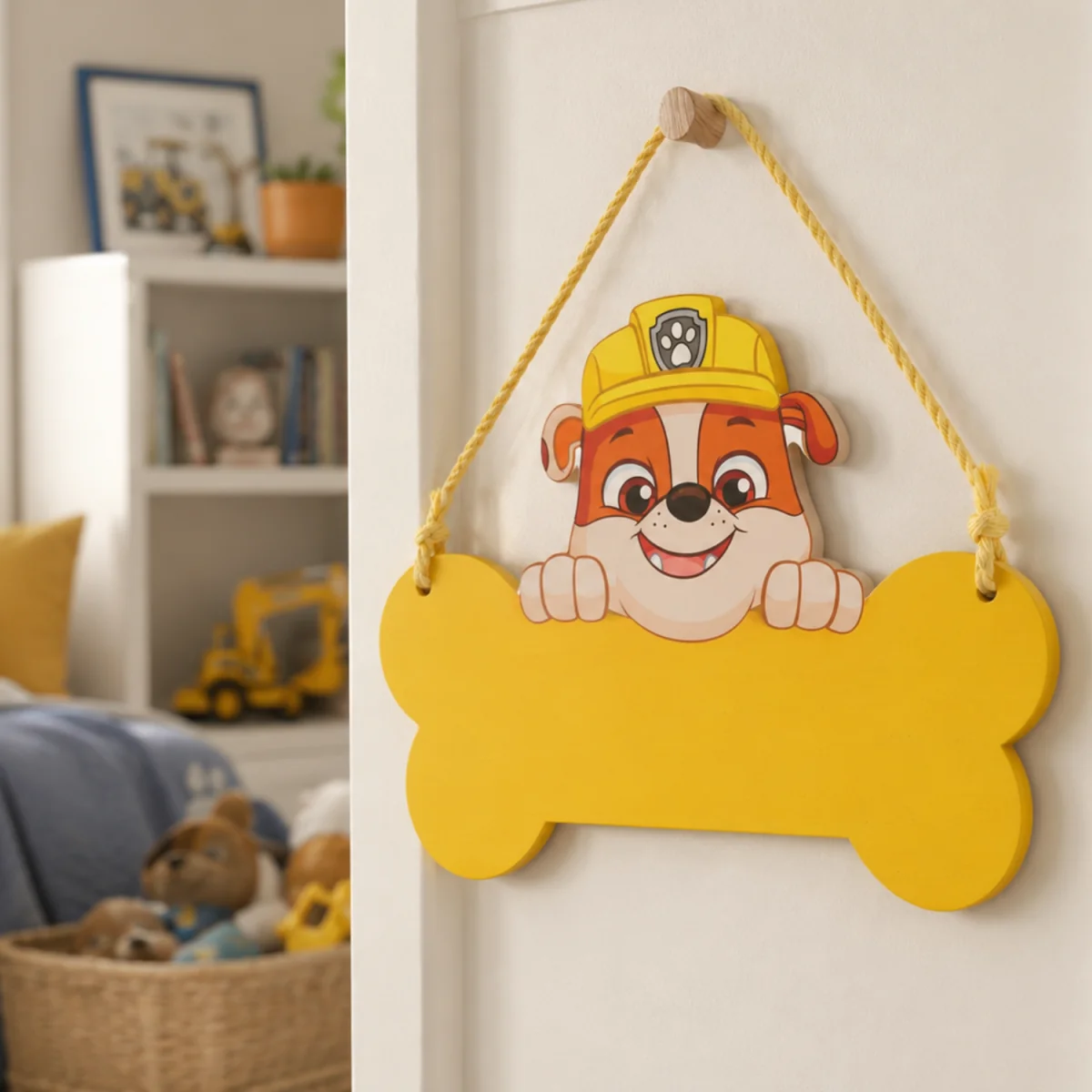 Paw Patrol Rubble Wooden Hanging Plaque - Yellow – image 2