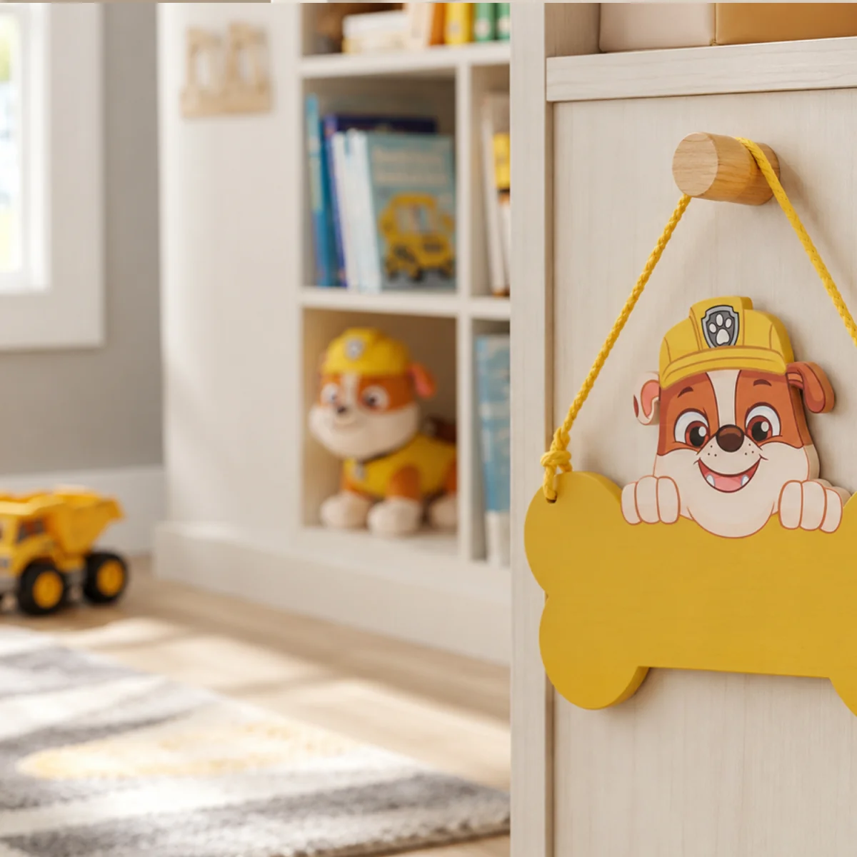 Paw Patrol Rubble Wooden Hanging Plaque - Yellow – image 4