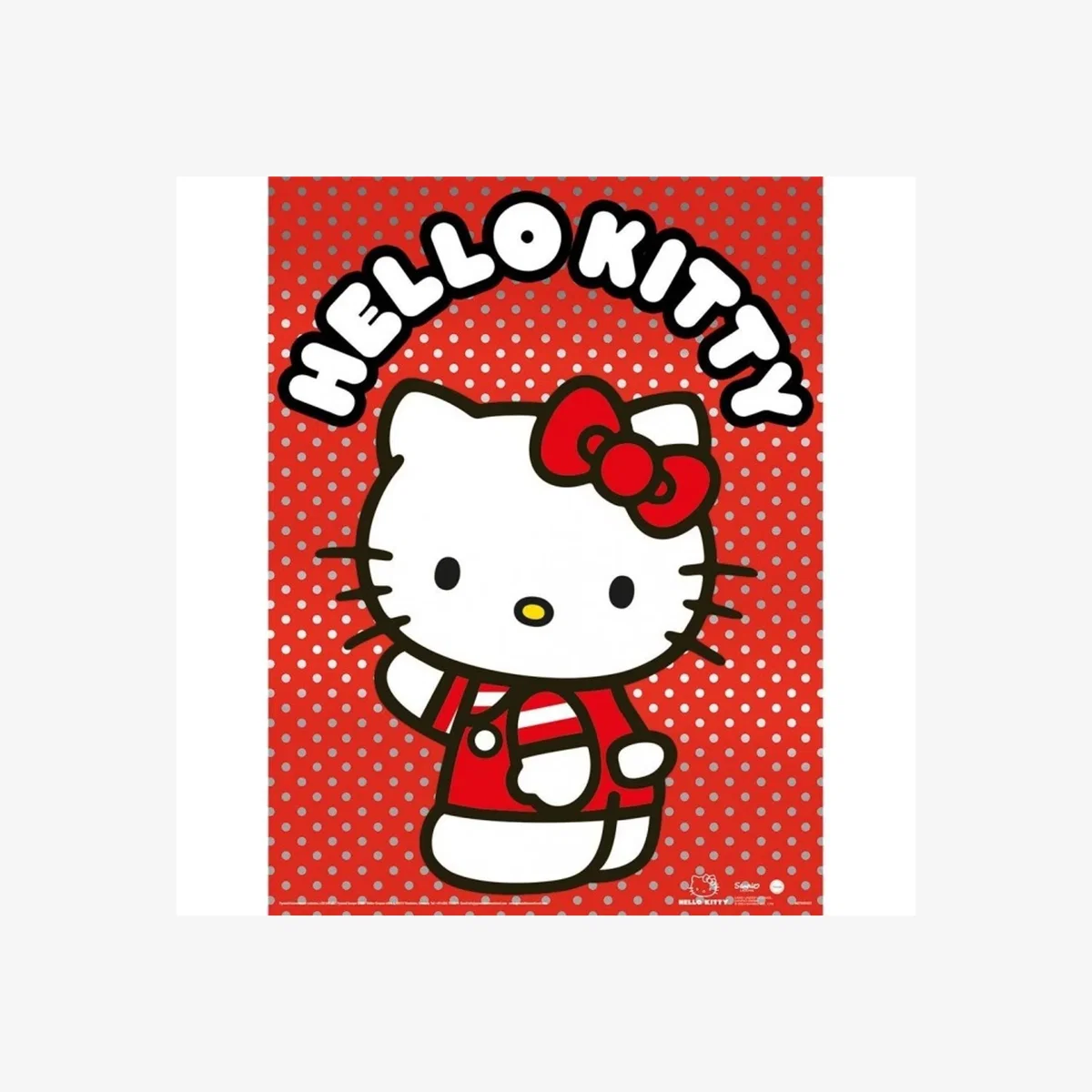 Hello Kitty Polka Dot Metallic Poster - Red/White