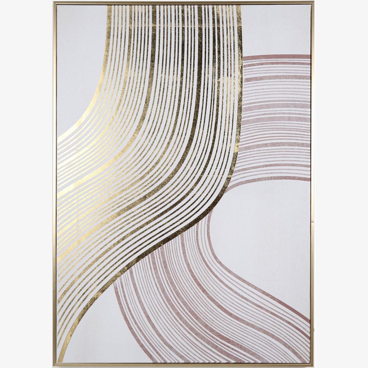 Foiled Metallic Waves Framed Canvas - Gold – image 1