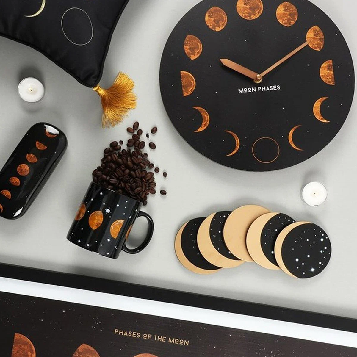 Moon Phases Print in Frame Lunar Elegance for Your Space - Black – image 3