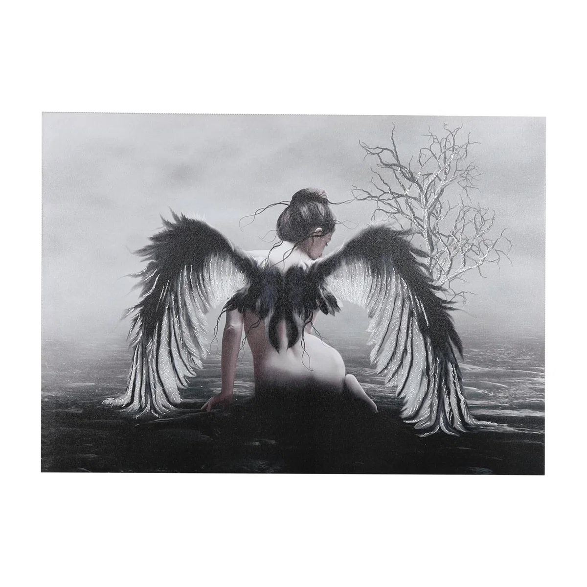 Dark Glitter Fairy Diamante Edge Canvas