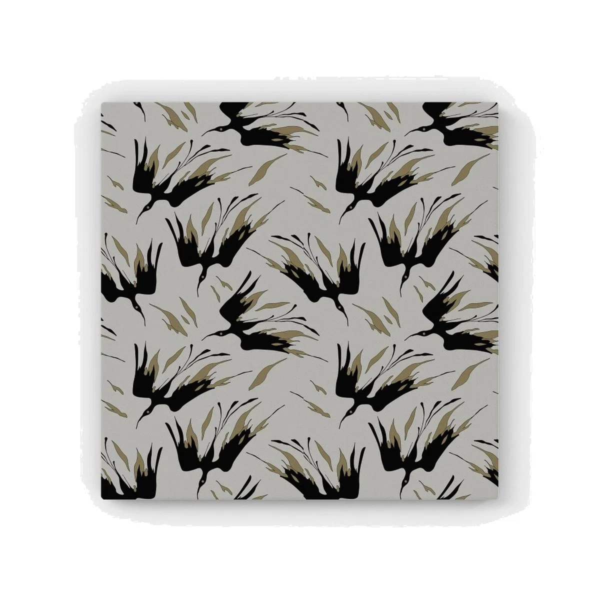 Black And Gold Fire Bird Silhouettes HD Metal Print - Grey / 56cm