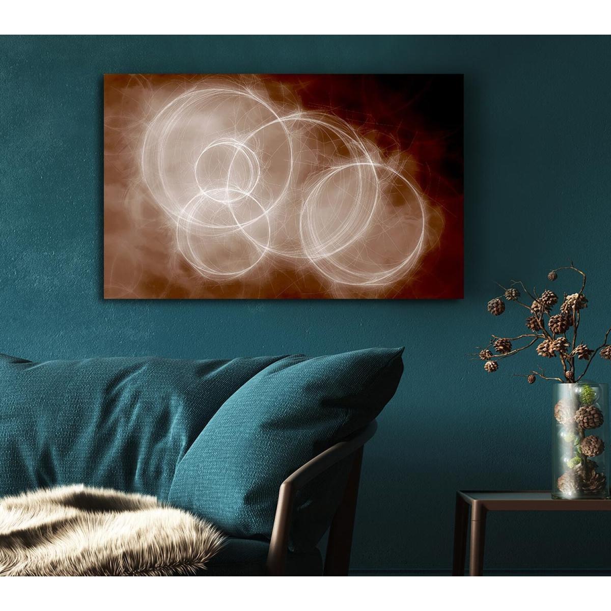 Chocolate Smoke Circles Canvas Print Wall Art - Yellow / 66.04cm – image 5