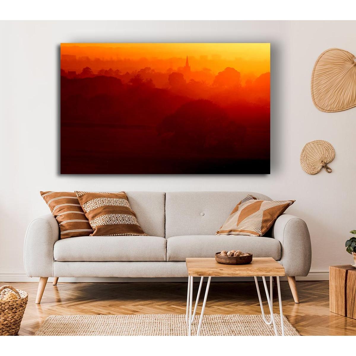 English Countryside At Dawn Canvas Print Wall Art - Yellow / 50.8cm – image 4
