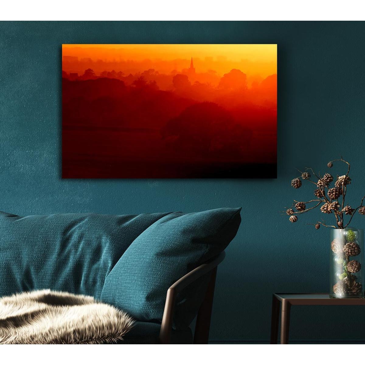 English Countryside At Dawn Canvas Print Wall Art - Yellow / 50.8cm – image 5