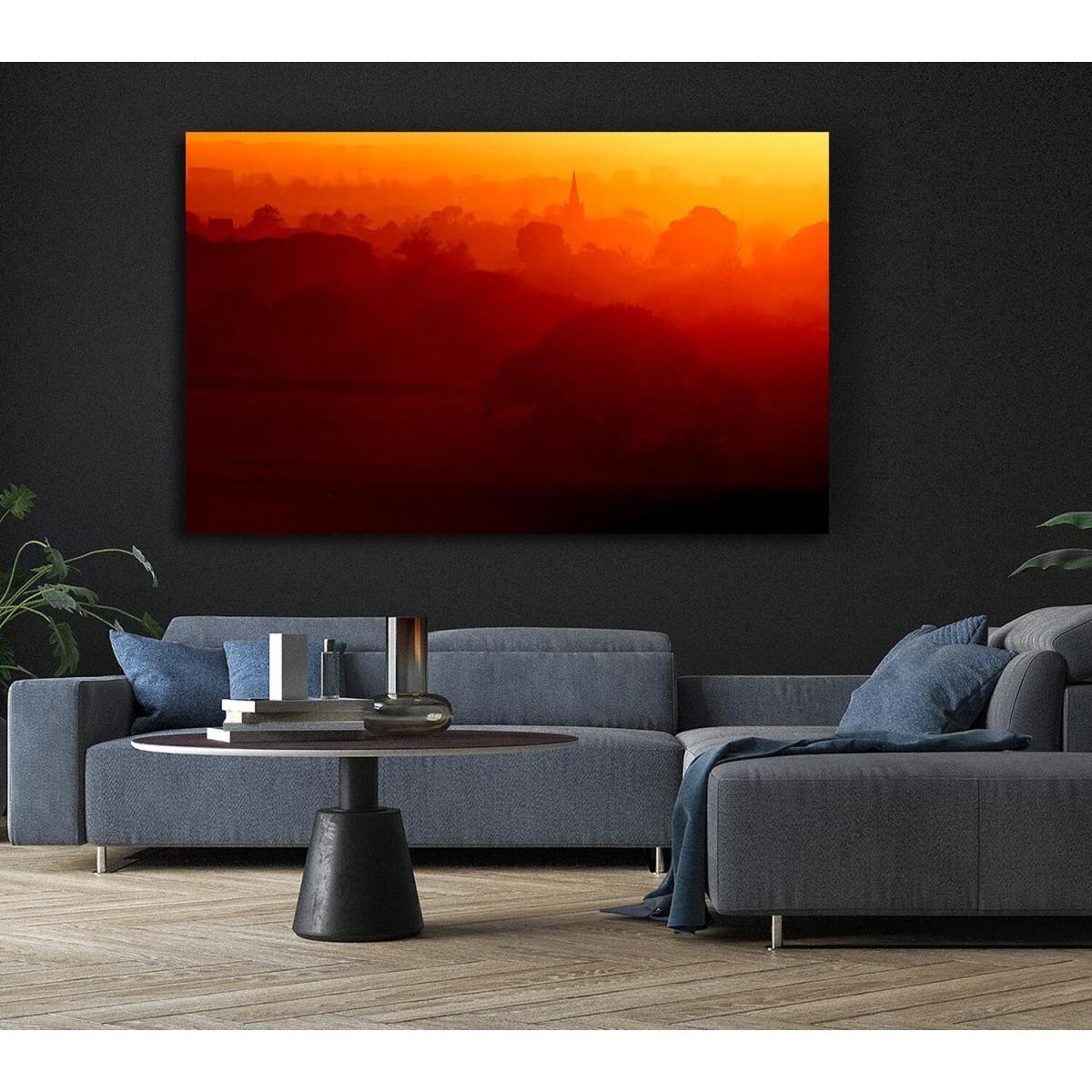 English Countryside At Dawn Canvas Print Wall Art - Yellow / 50.8cm – image 6