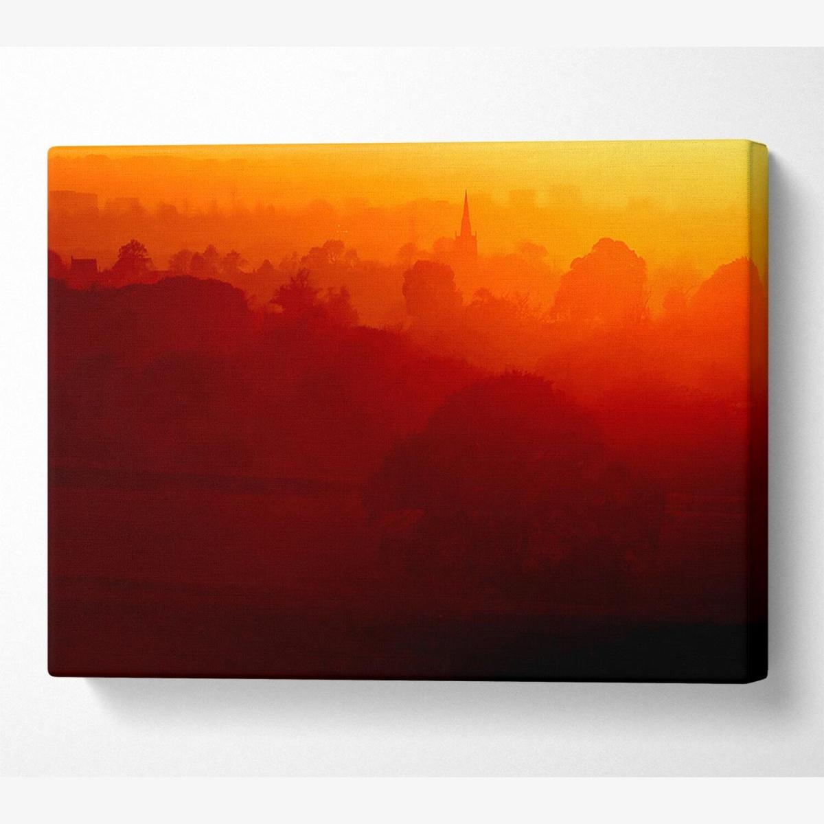 English Countryside At Dawn Canvas Print Wall Art - Yellow / 50.8cm – image 1