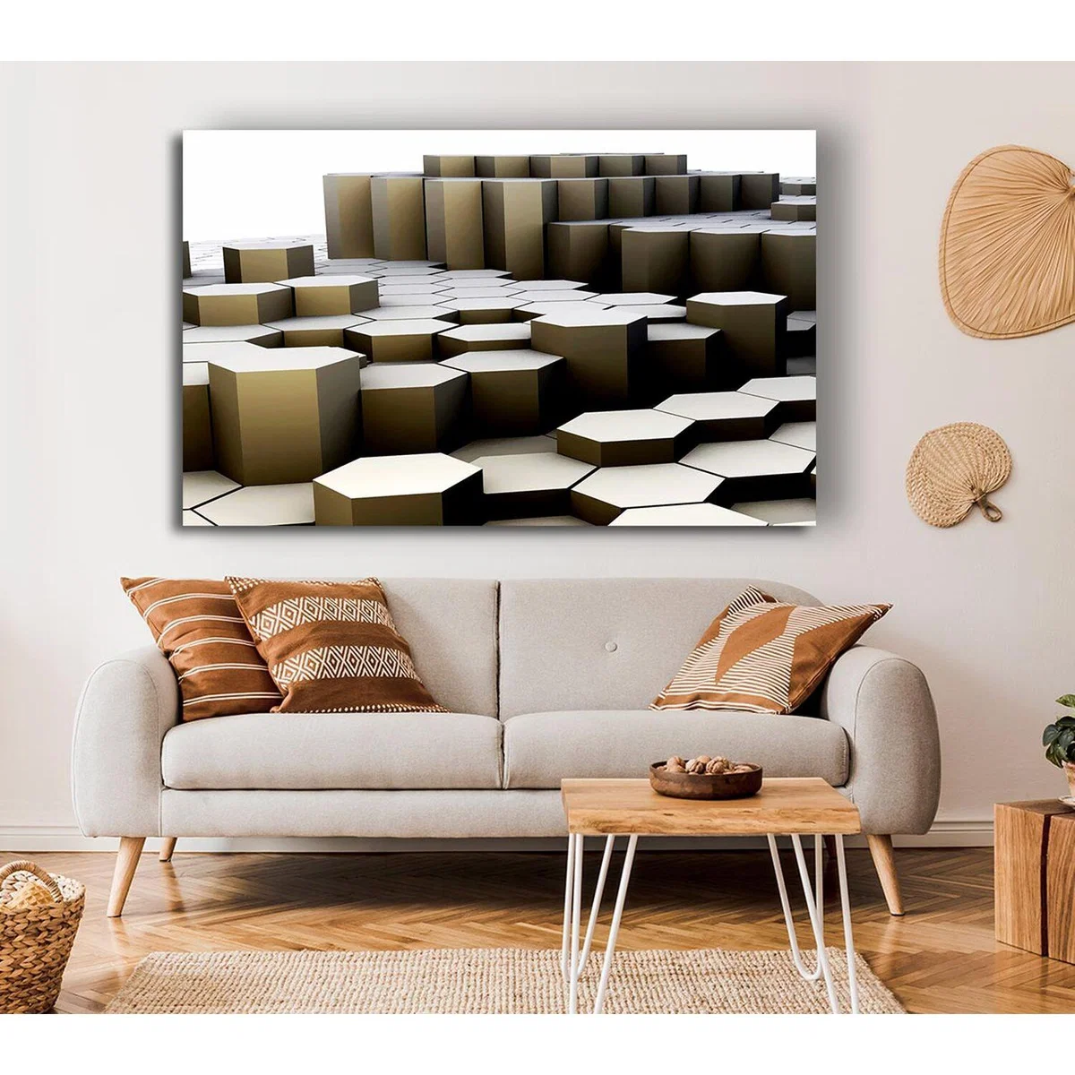 Hexagon Mountain Canvas Print Wall Art - Yellow / 50.8cm – image 4