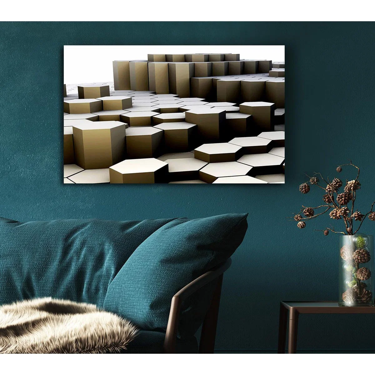 Hexagon Mountain Canvas Print Wall Art - Yellow / 50.8cm – image 5