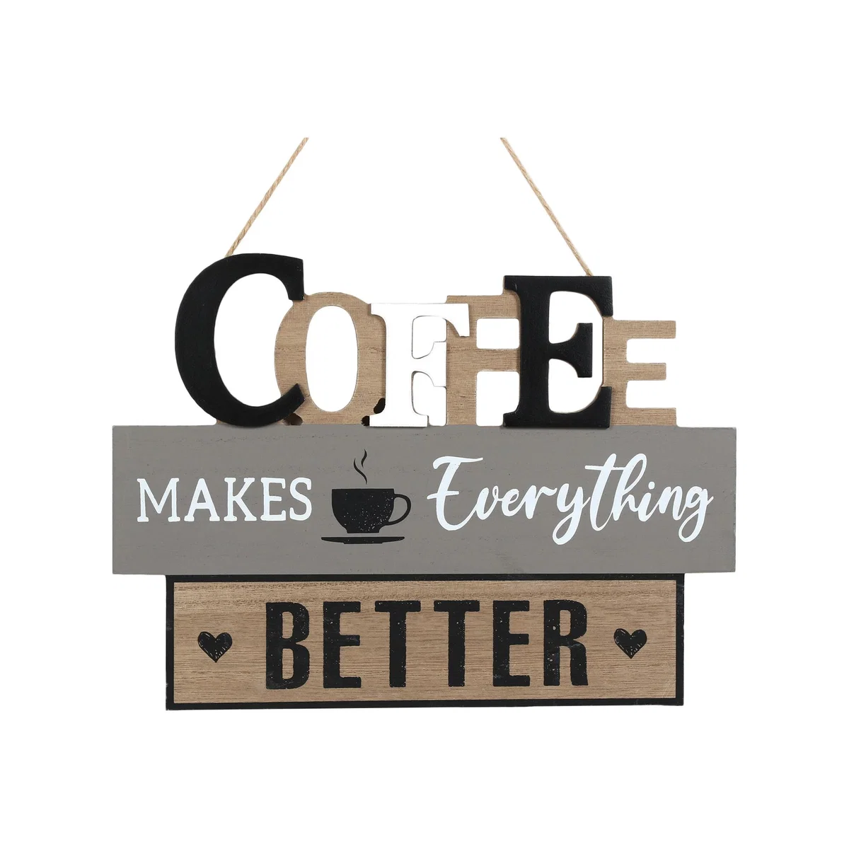 Better With Coffee Hanging Plaque - Natural – image 1