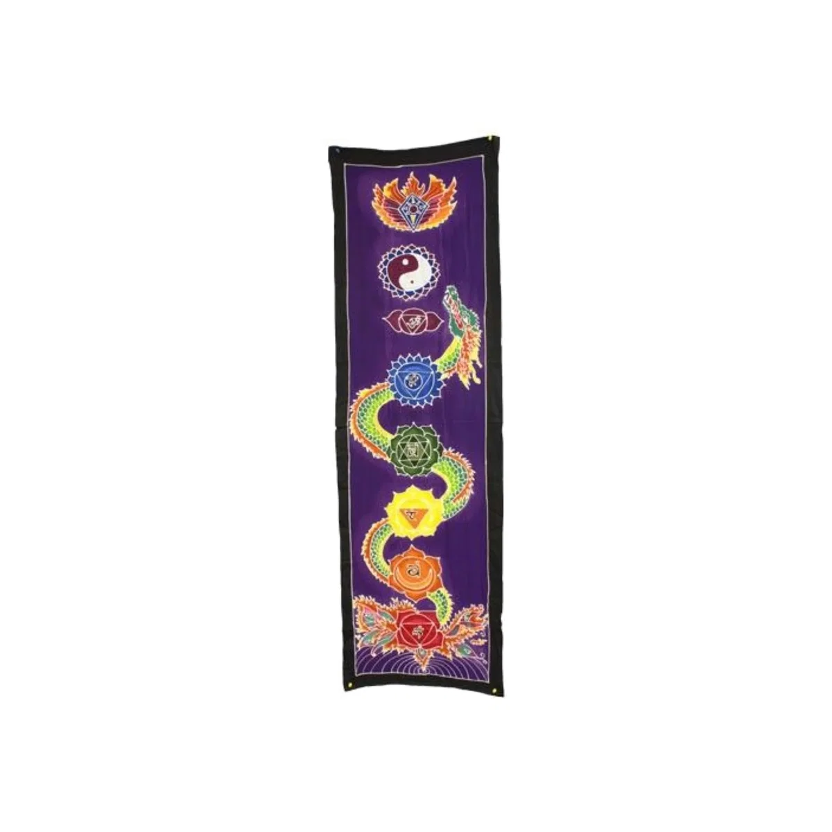 Chakra Drop Banner - Dragon Batik Wall Art, Bali, 175x53cm - Multi