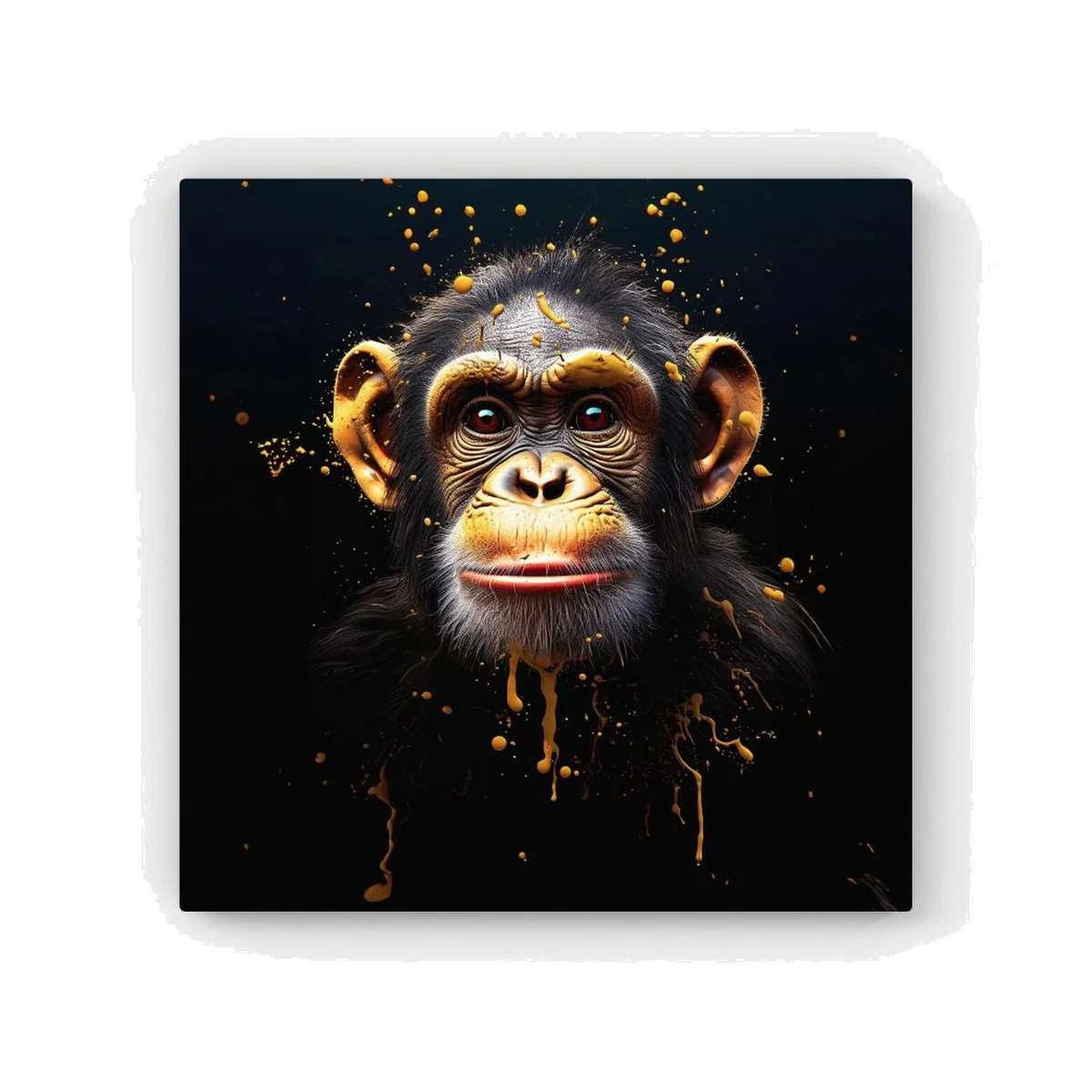 Splashart Cheeky Chimp Face Canvas Print - Orange / 40.6cm