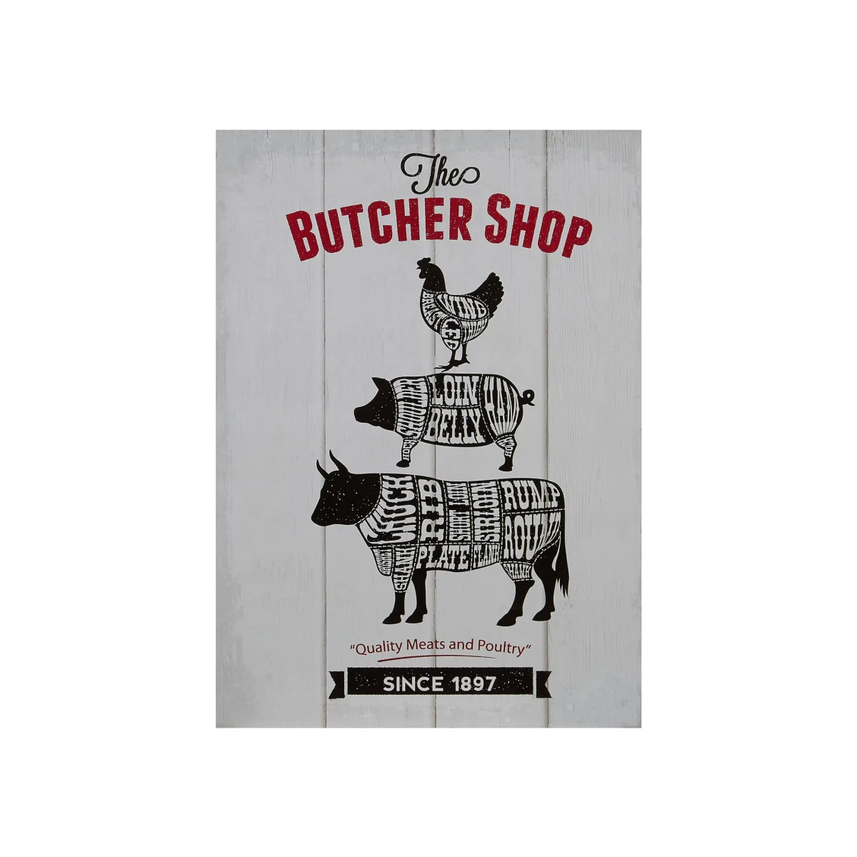 Madera Butcher Shop Wall Plaque - Black, Grey, Red