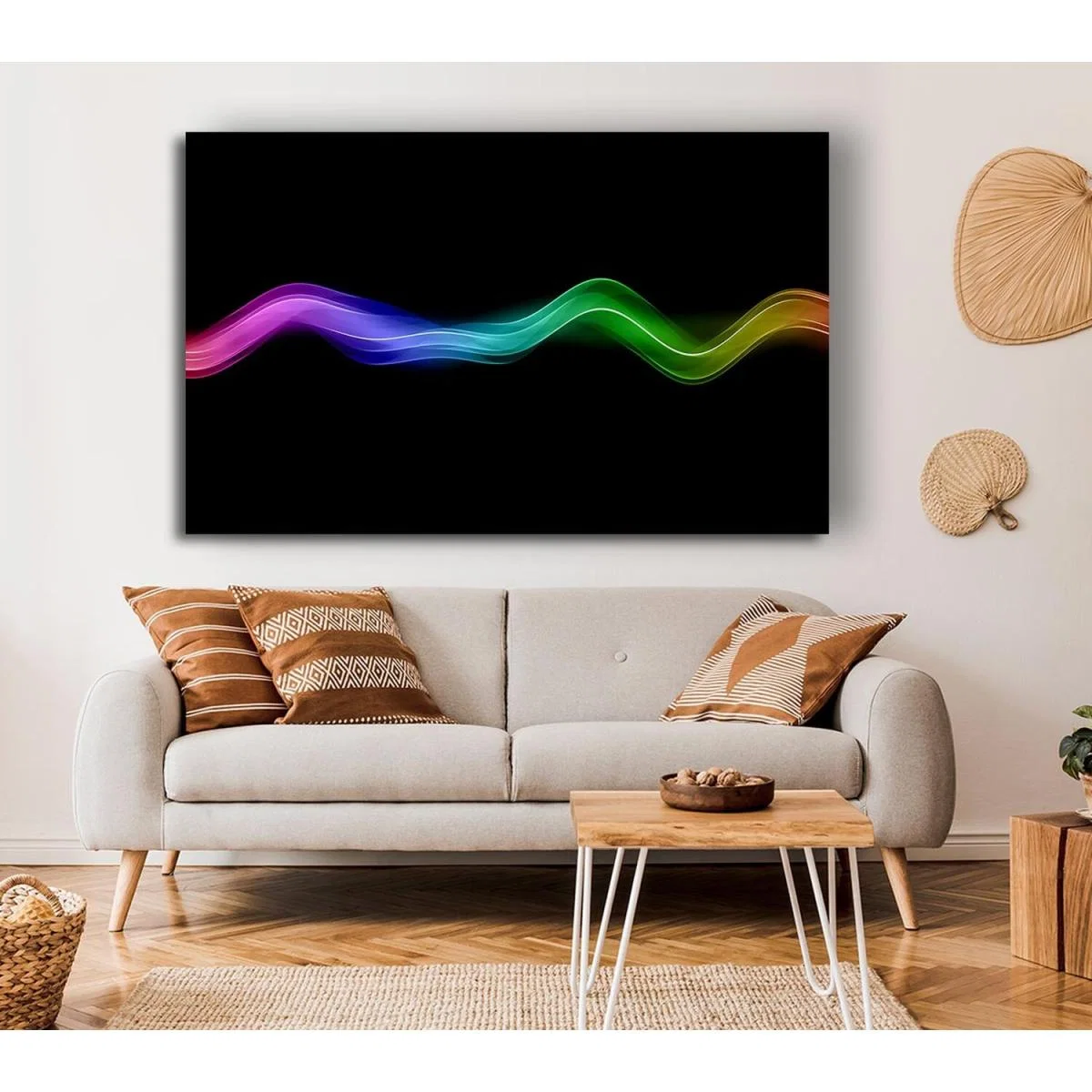 Rainbow Wave Canvas Print Wall Art - Yellow / 81.28cm – image 3