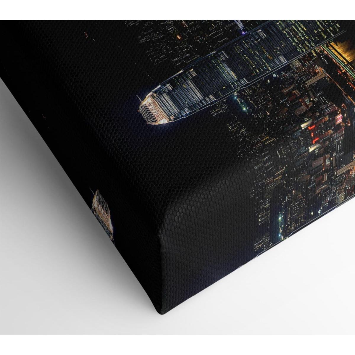 Dark night City Hong Kong Canvas Print Wall Art - Yellow / 50.8cm – image 2