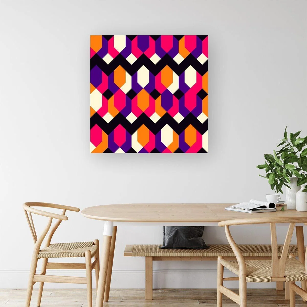 Coloured Abstract Pattern Canvas Print - Red / Small – image 3