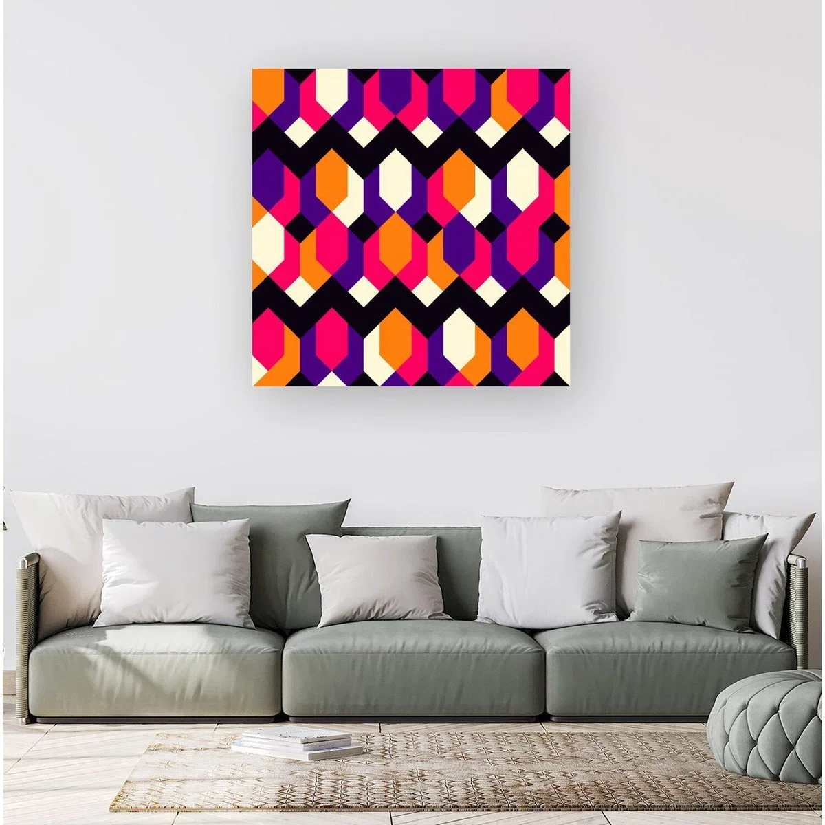 Coloured Abstract Pattern Canvas Print - Red / Small – image 4